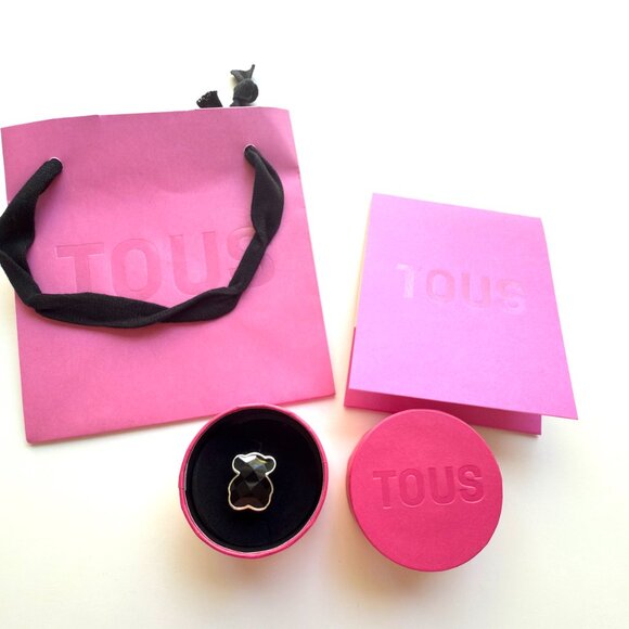 3641 TOUS ONYX AND SILVER BEAR RING - Picture 2 of 5